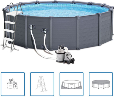 Preview: Intex Graphite Panel Pool 478x124cm inkl. Sandfilterpumpe